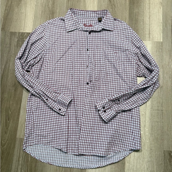 Tasso Elba Men's Red and White Checkered Shirt - Picture 1 of 4